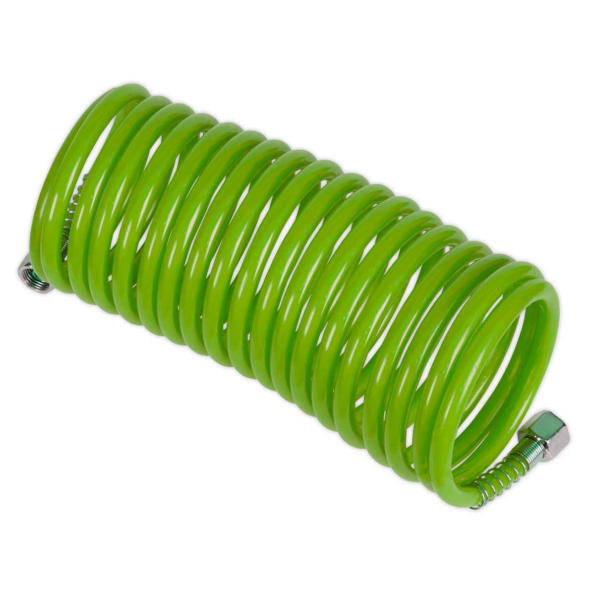 Sealey SA335G PE Coiled Air Hose 5m x Ø5mm with 1/4"BSP Unions - Green