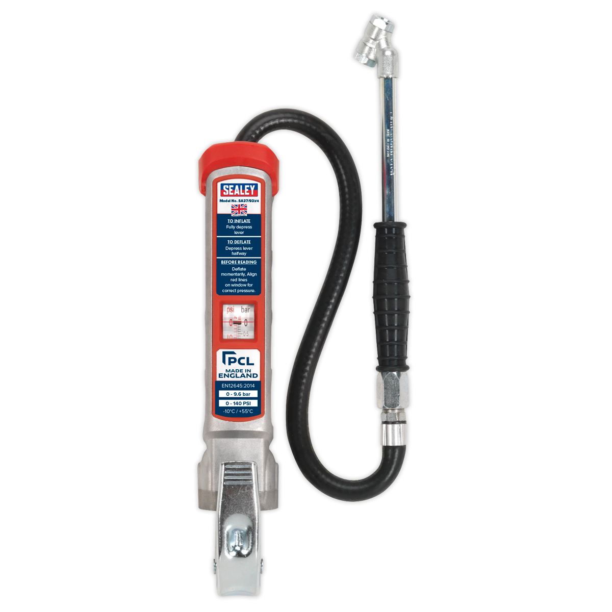 Sealey SA37/93 Professional Tyre Inflator with Twin Push-On Connector