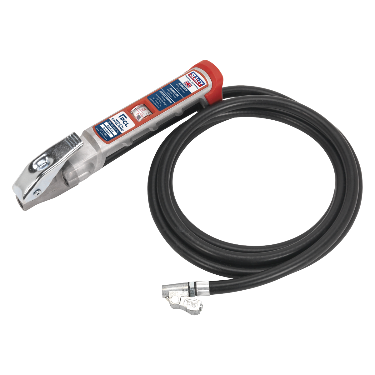 Sealey SA37/94 Professional Tyre Inflator with 2.5m Hose & Clip-On Connector