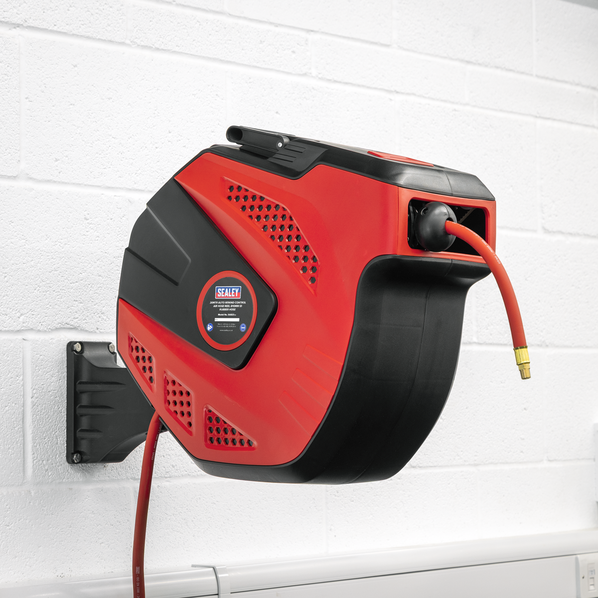 Sealey SA823 Air Hose Reel Auto-Rewind Control 20m 10mm ID - Rubber Hose