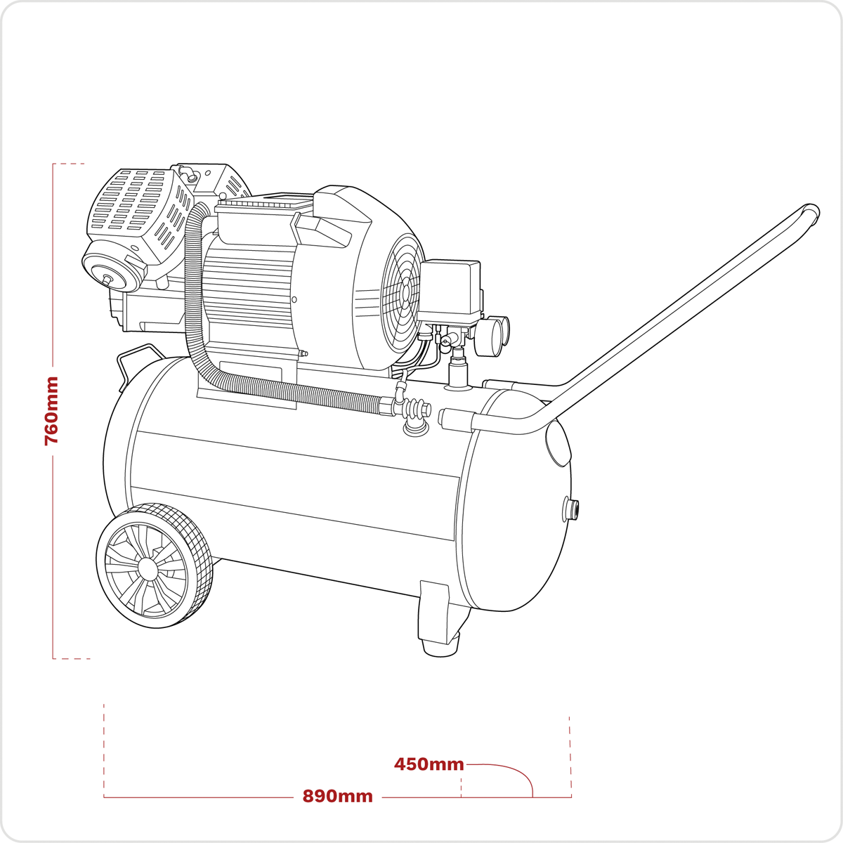 Sealey SAC10030VE Air Compressor 100L V-Twin Direct Drive 3hp
