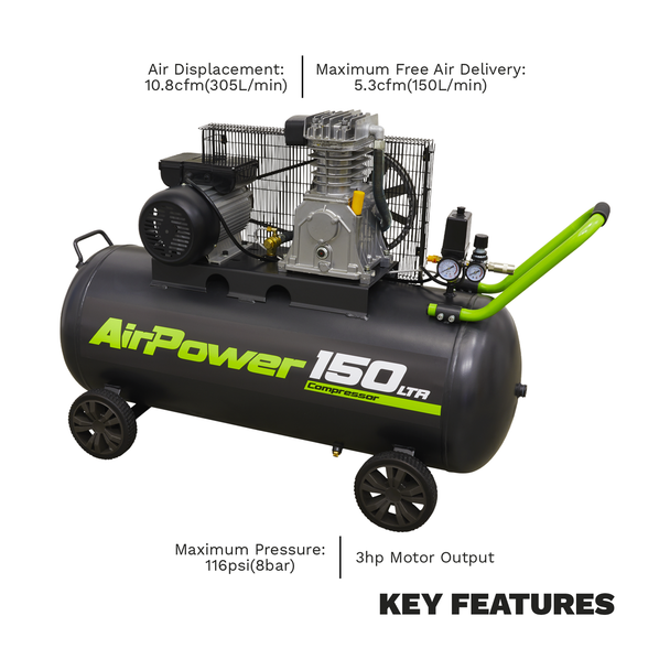 Sealey SAC15030B Air Compressor 150L Belt Drive 3hp
