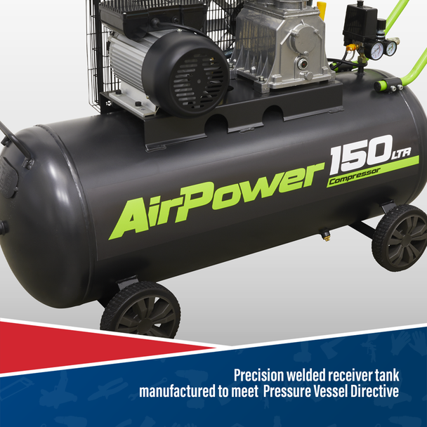 Sealey SAC15030B Air Compressor 150L Belt Drive 3hp