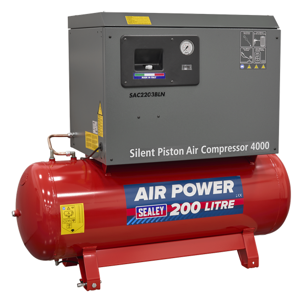 Sealey SAC2203BLN Air Compressor 200L Belt Drive 3hp with Cast Cylinders Low Noise