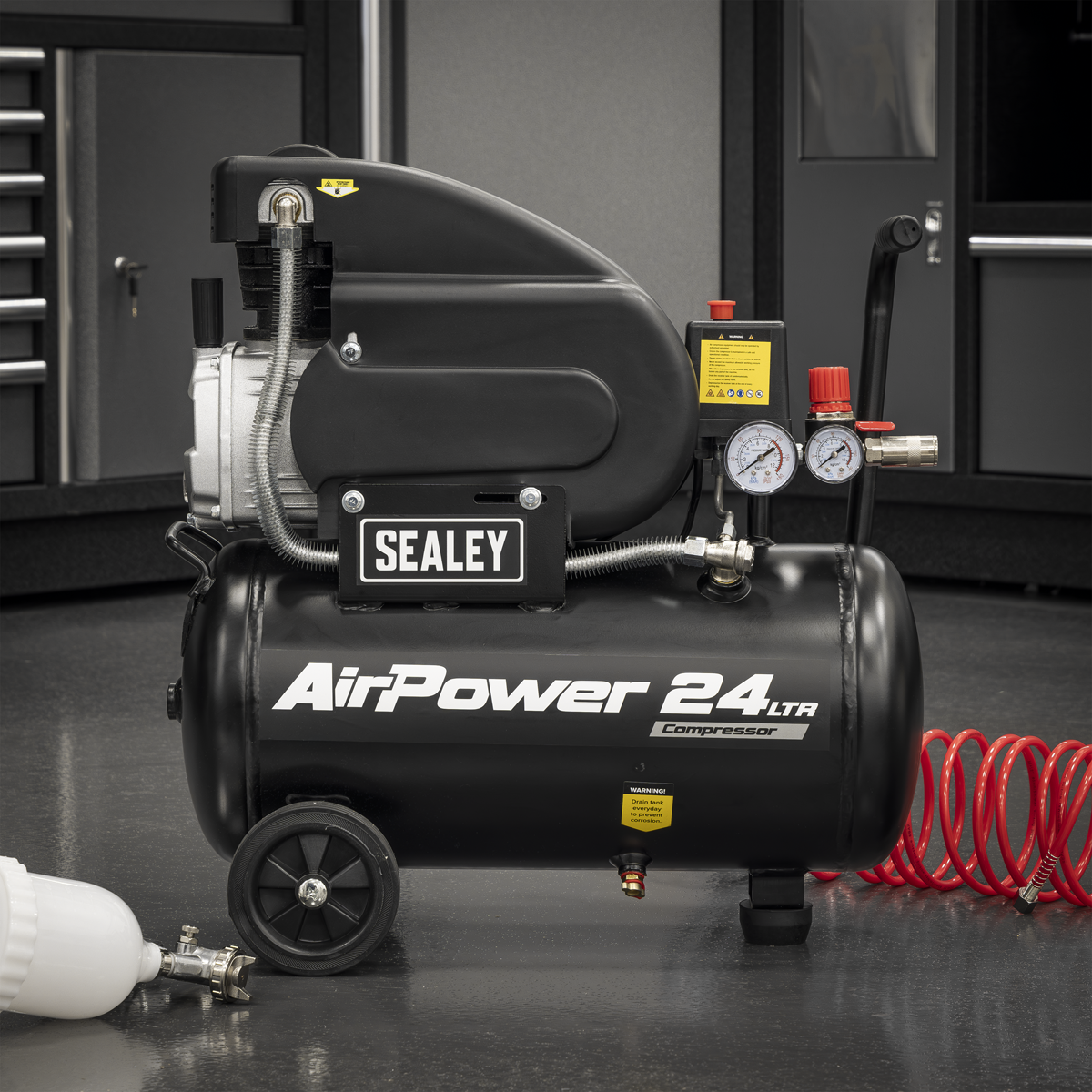 Sealey SAC2420APK 24L Direct Drive Air Compressor 2hp with 4pc Air Accessory Kit