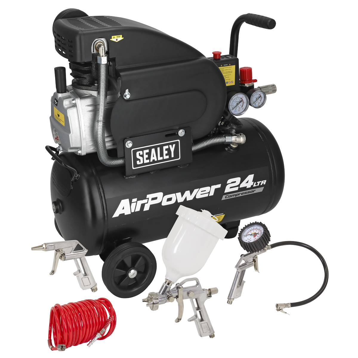 Sealey SAC2420APK 24L Direct Drive Air Compressor 2hp with 4pc Air Accessory Kit