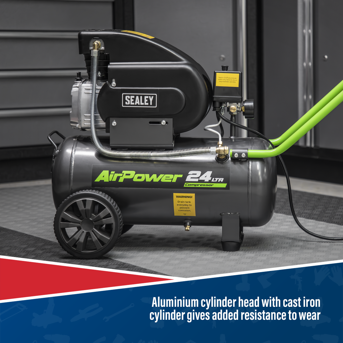 Sealey SAC2420E Air Compressor 24L Direct Drive 2hp