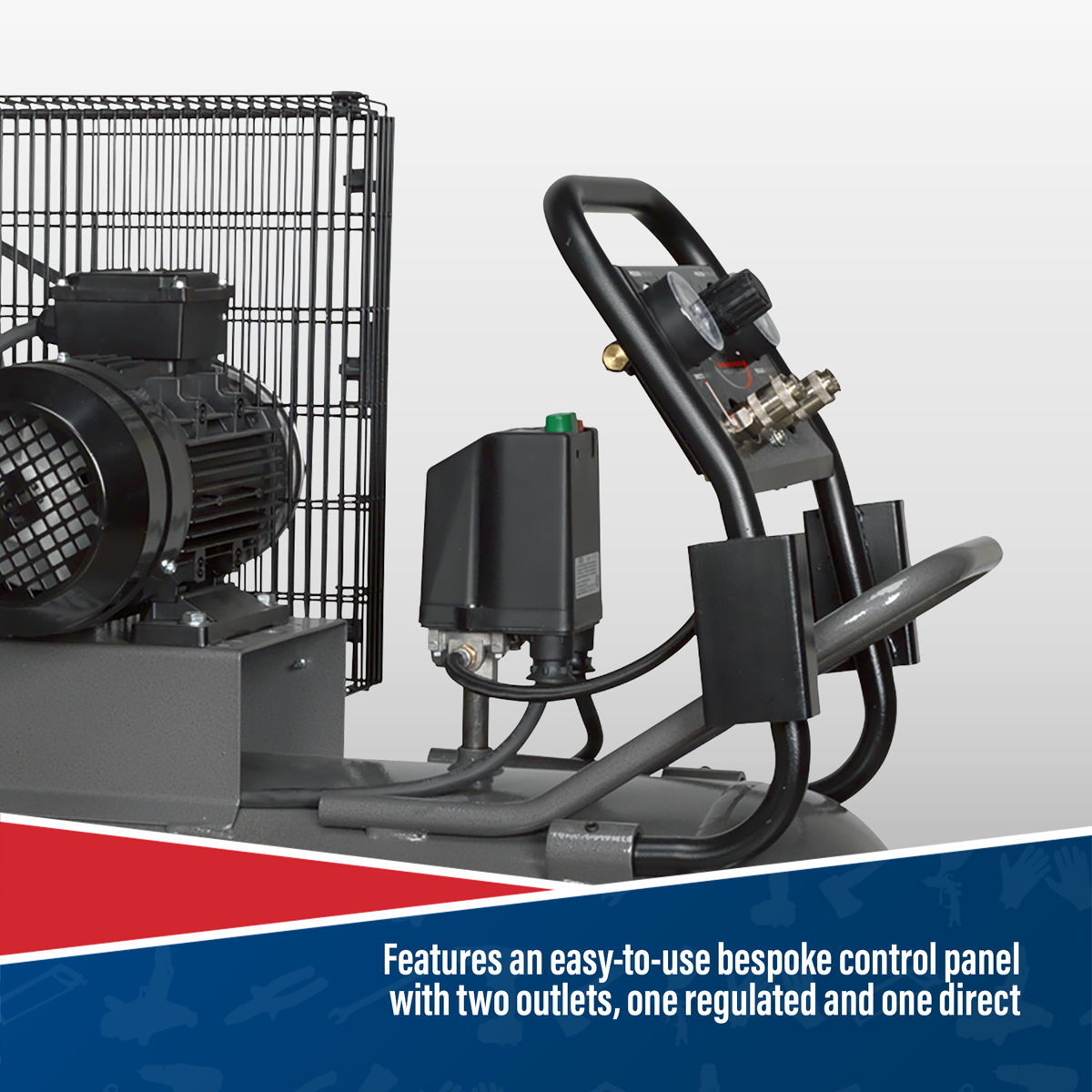 Sealey SAC3203B Premier 200L Belt Drive Air Compressor with Front Control Panel 3hp