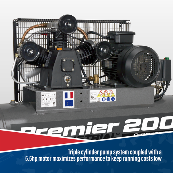 Sealey SAC32055B Air Compressor 200L Belt Drive 5.5hp 3ph