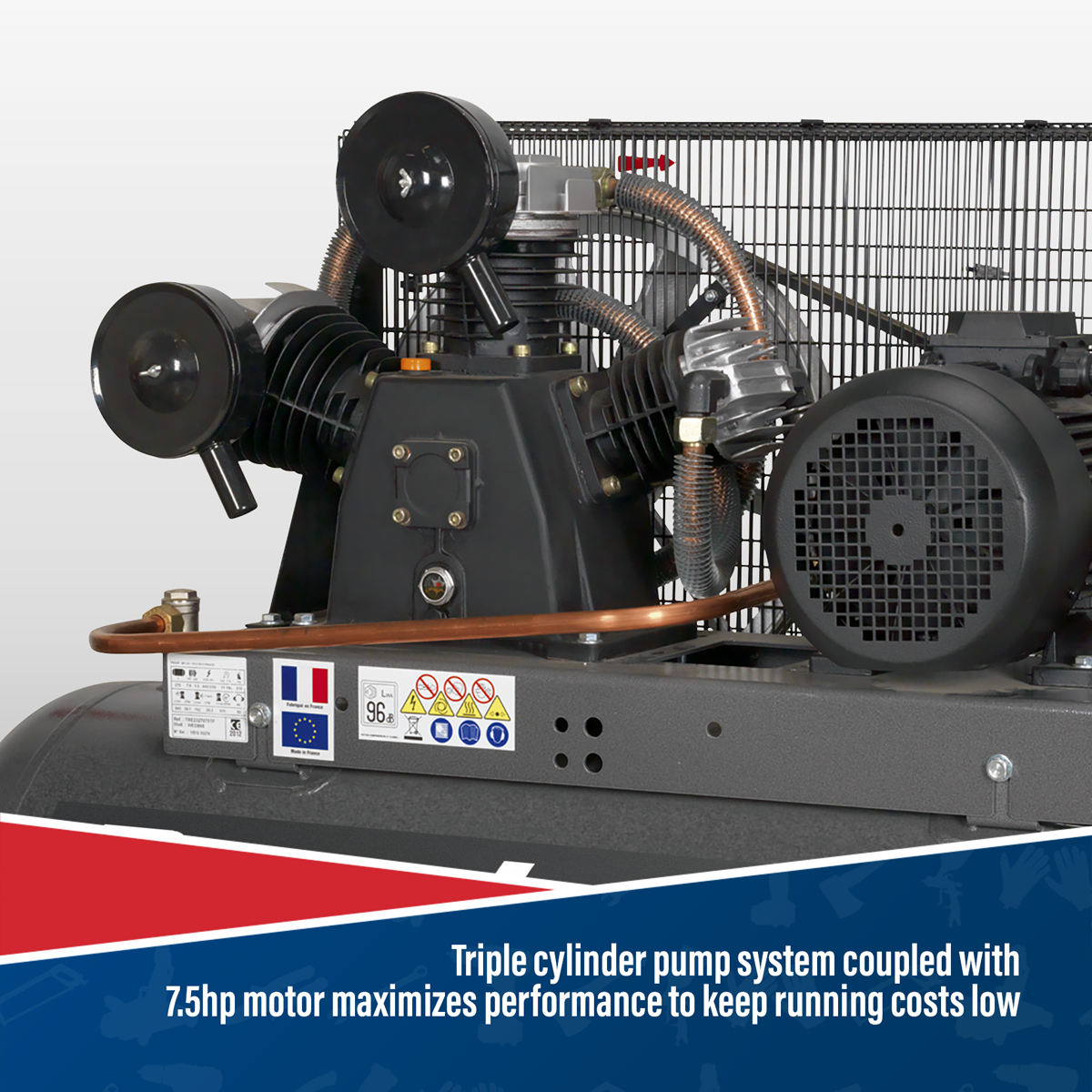 Sealey SAC32775B Air Compressor 270L Belt Drive 7.5hp 3ph
