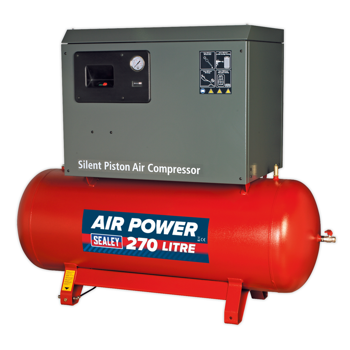 Sealey SAC42755BLN Air Compressor 270L Belt Drive 5.5hp 3ph 2-Stage with Cast Cylinders Low Noise