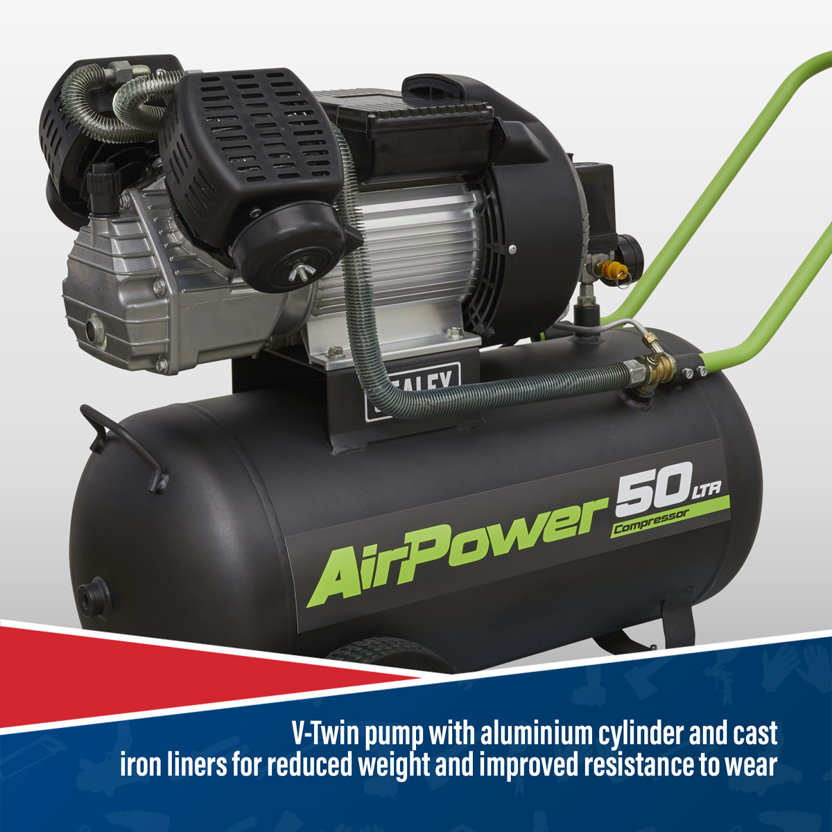 Sealey SAC5030VE Compressor 50L V-Twin Direct Drive 3hp