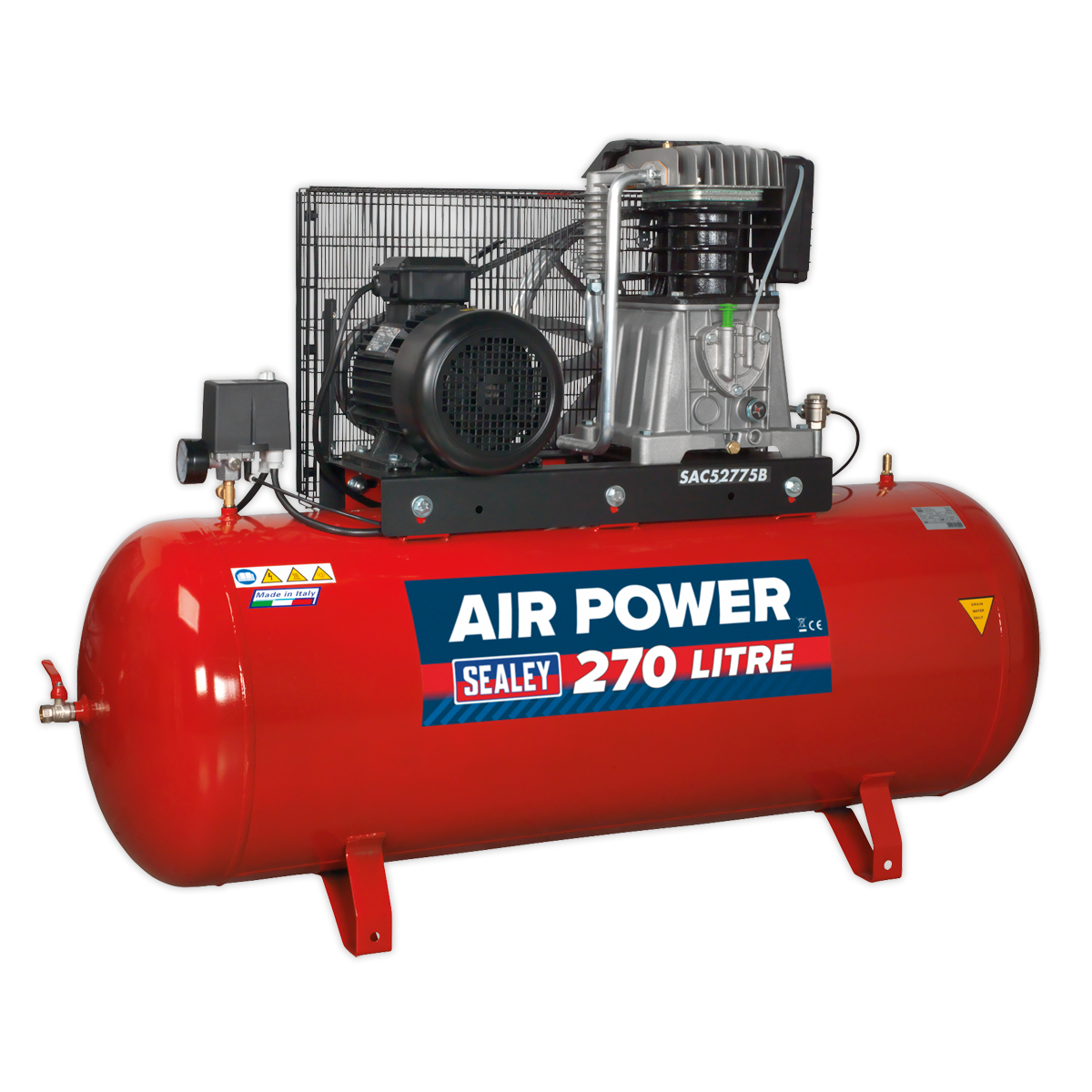 Sealey SAC52775B Air Compressor 270L Belt Drive 7.5hp 3ph 2-Stage with Cast Cylinders