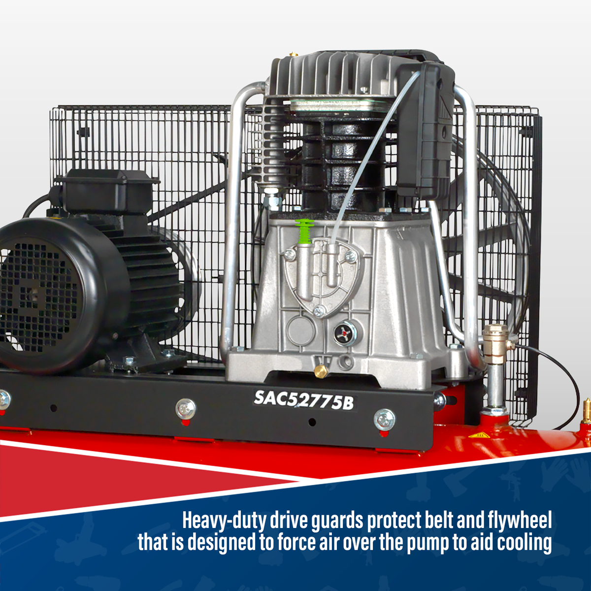 Sealey SAC52775B Air Compressor 270L Belt Drive 7.5hp 3ph 2-Stage with Cast Cylinders
