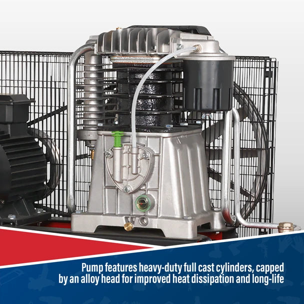 Sealey SAC55075B Air Compressor 500L Belt Drive 7.5hp 3ph 2-Stage with Cast Cylinders