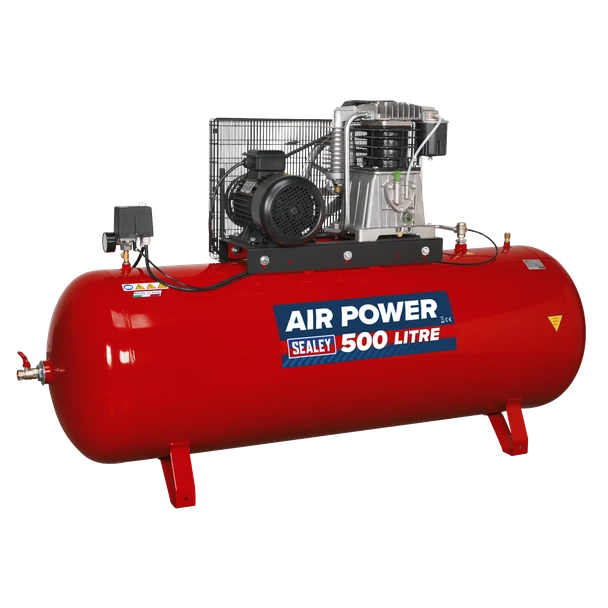 Sealey SAC55075B Air Compressor 500L Belt Drive 7.5hp 3ph 2-Stage with Cast Cylinders