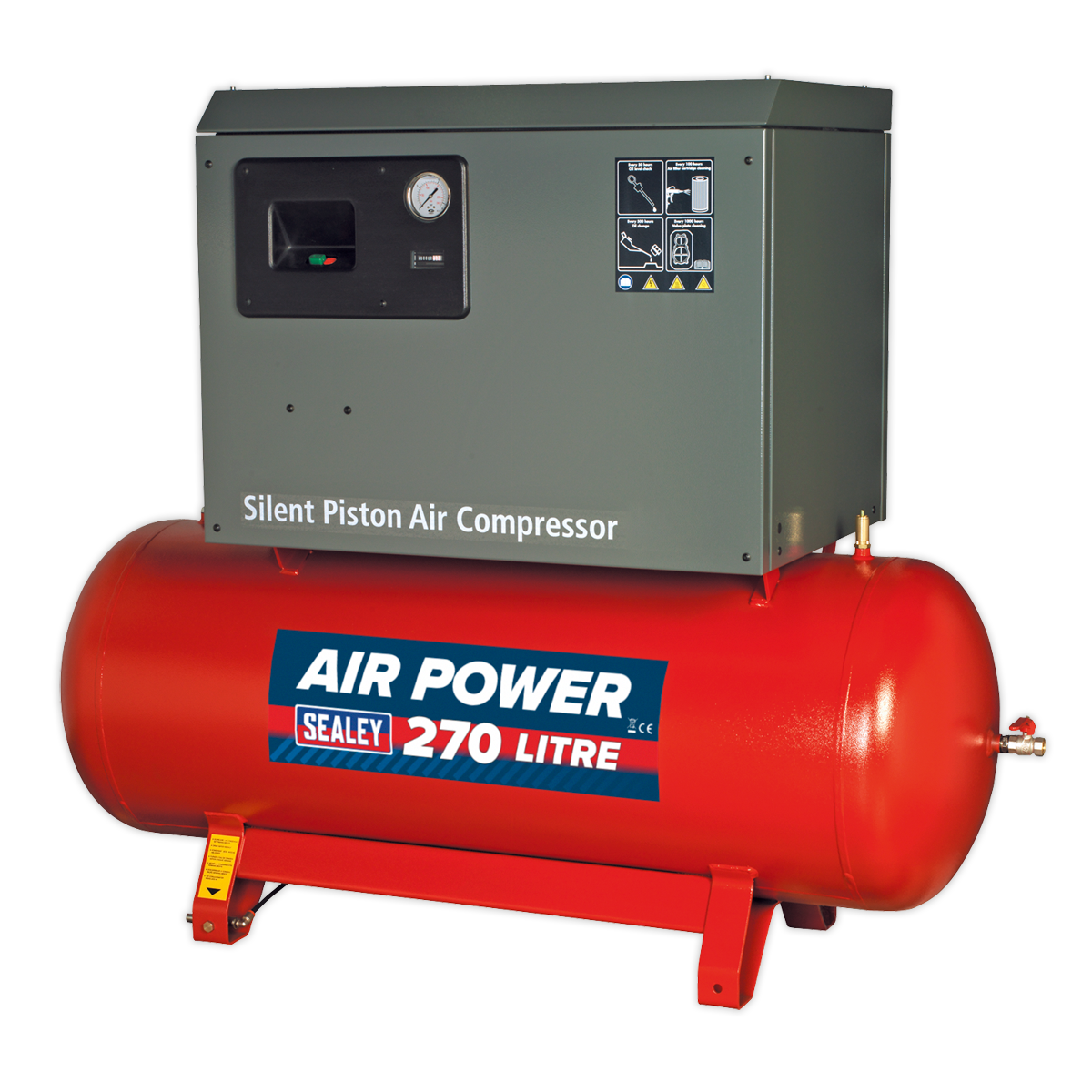 Sealey SAC72775BLN Compressor 270L Belt Drive 7.5hp 3ph 2-Stage with Cast Cylinders Low Noise