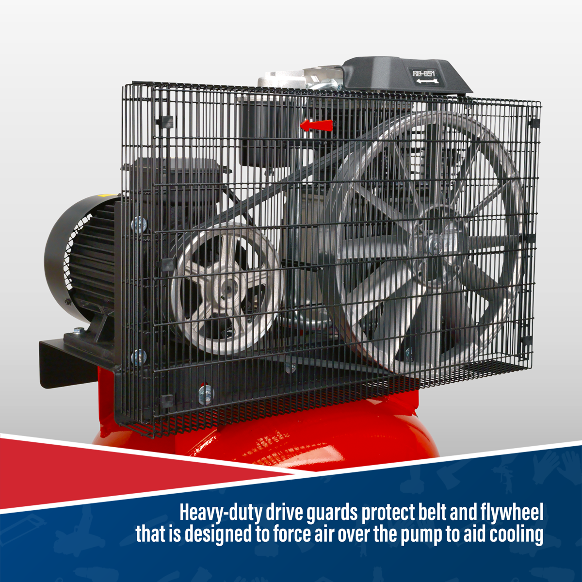 Sealey SACV52775B Air Compressor 270L Vertical Belt Drive 7.5hp 3ph 2-Stage with Cast Cylinders