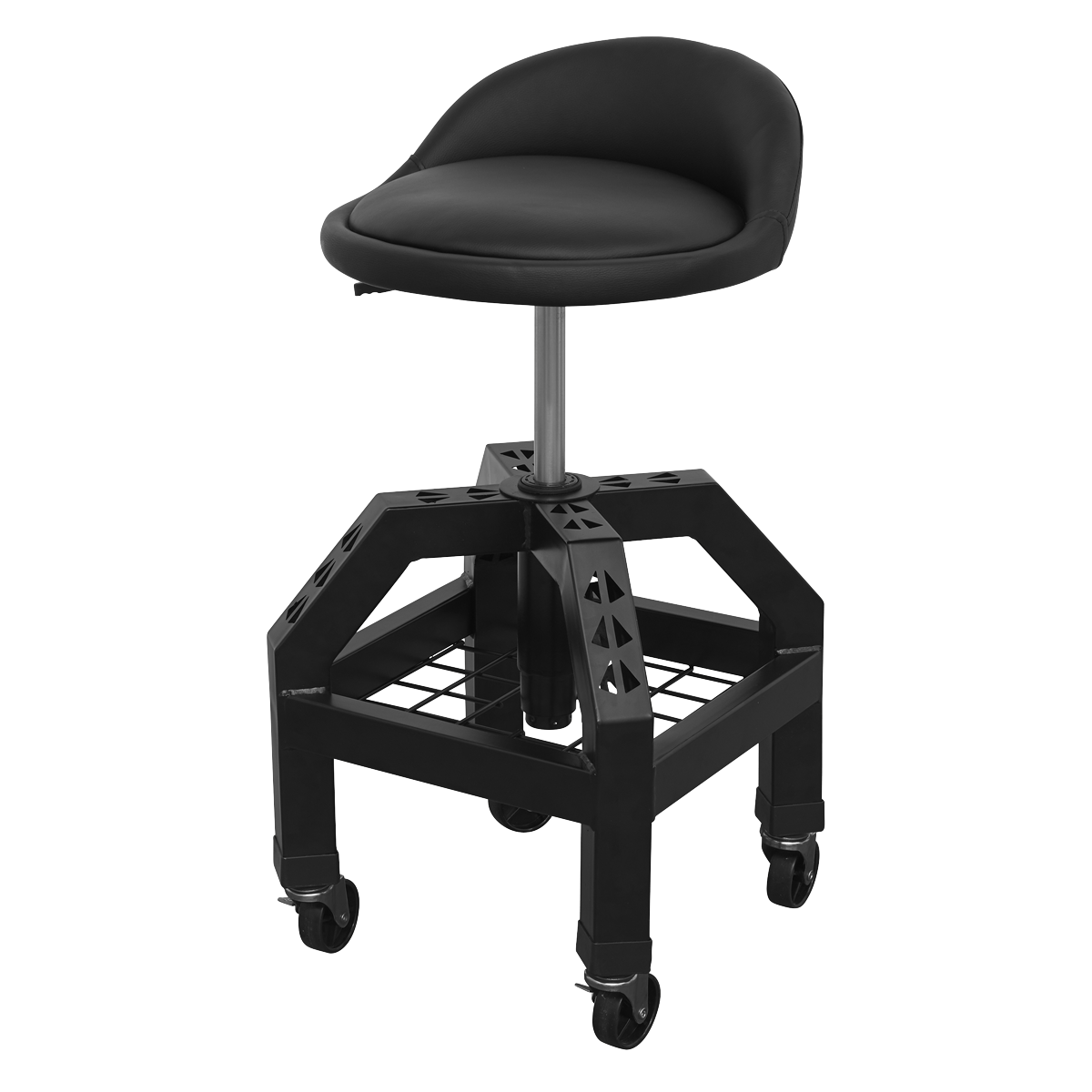 Sealey SCR03B Creeper Stool Pneumatic with Adjustable Height Swivel Seat & Back Rest