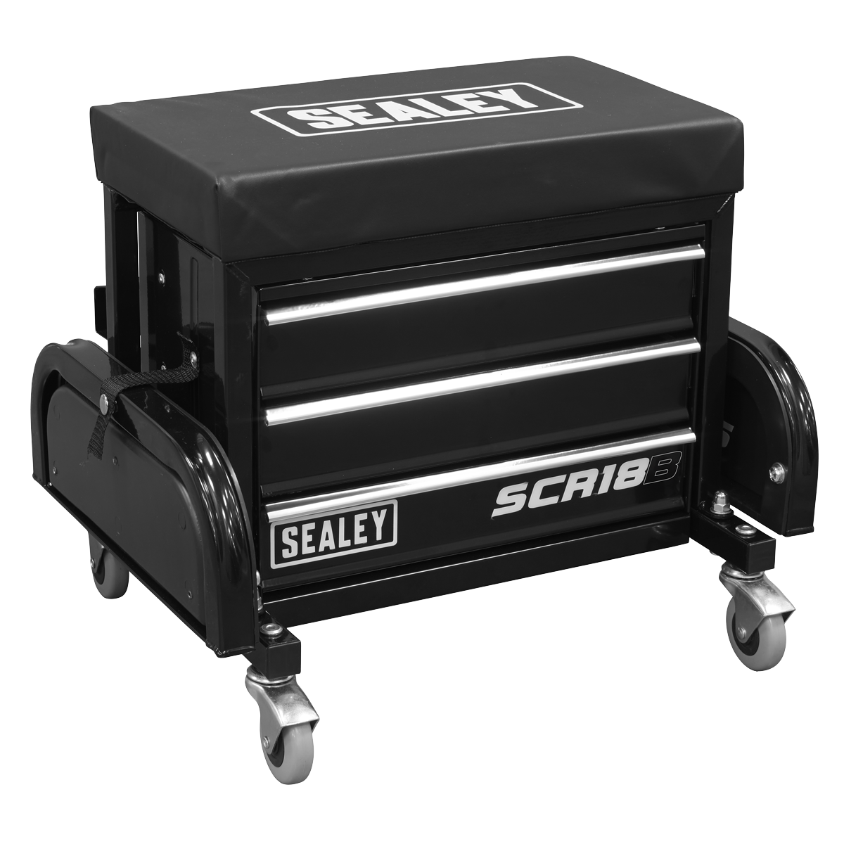 Sealey SCR18B Mechanic's Utility Seat & Toolbox - Black