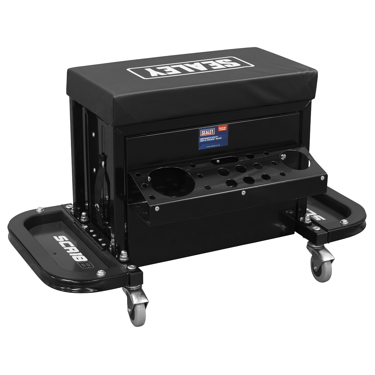 Sealey SCR18B Mechanic's Utility Seat & Toolbox - Black