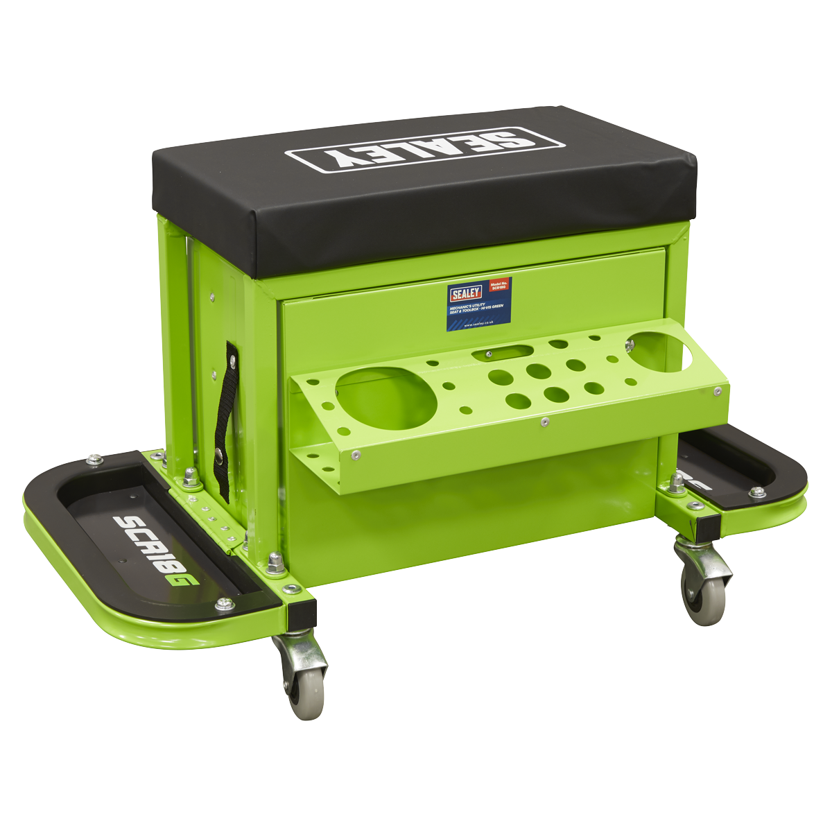 Sealey SCR18G Mechanic's Utility Seat & Toolbox - Hi-Vis Green