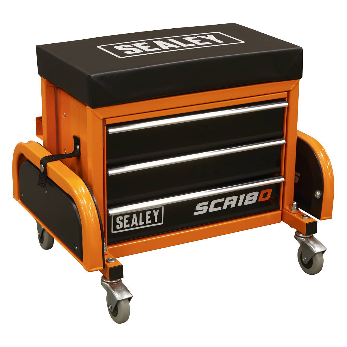Sealey SCR18O Mechanic's Utility Seat & Toolbox - Orange