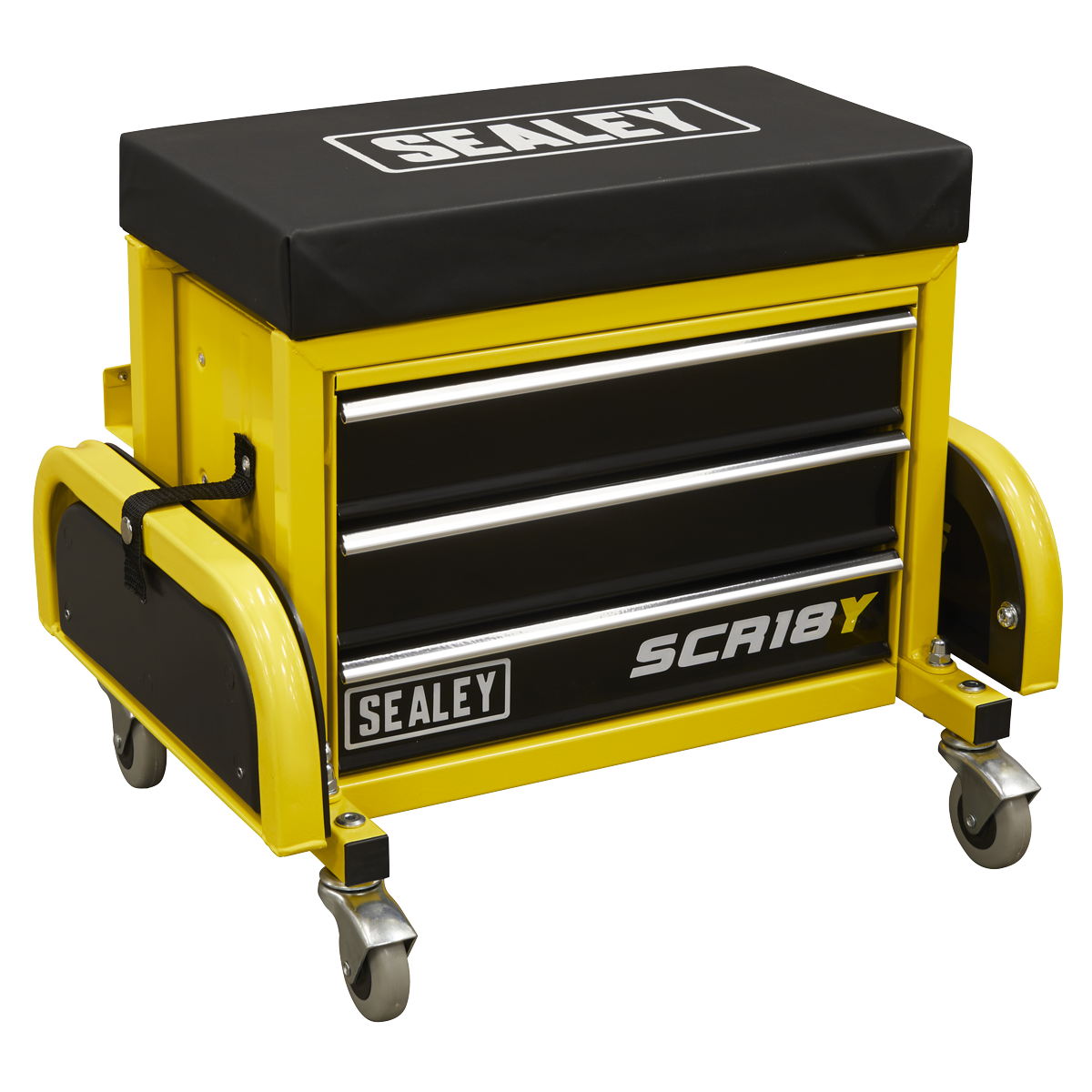 Sealey SCR18Y Mechanic's Utility Seat & Toolbox - Yellow