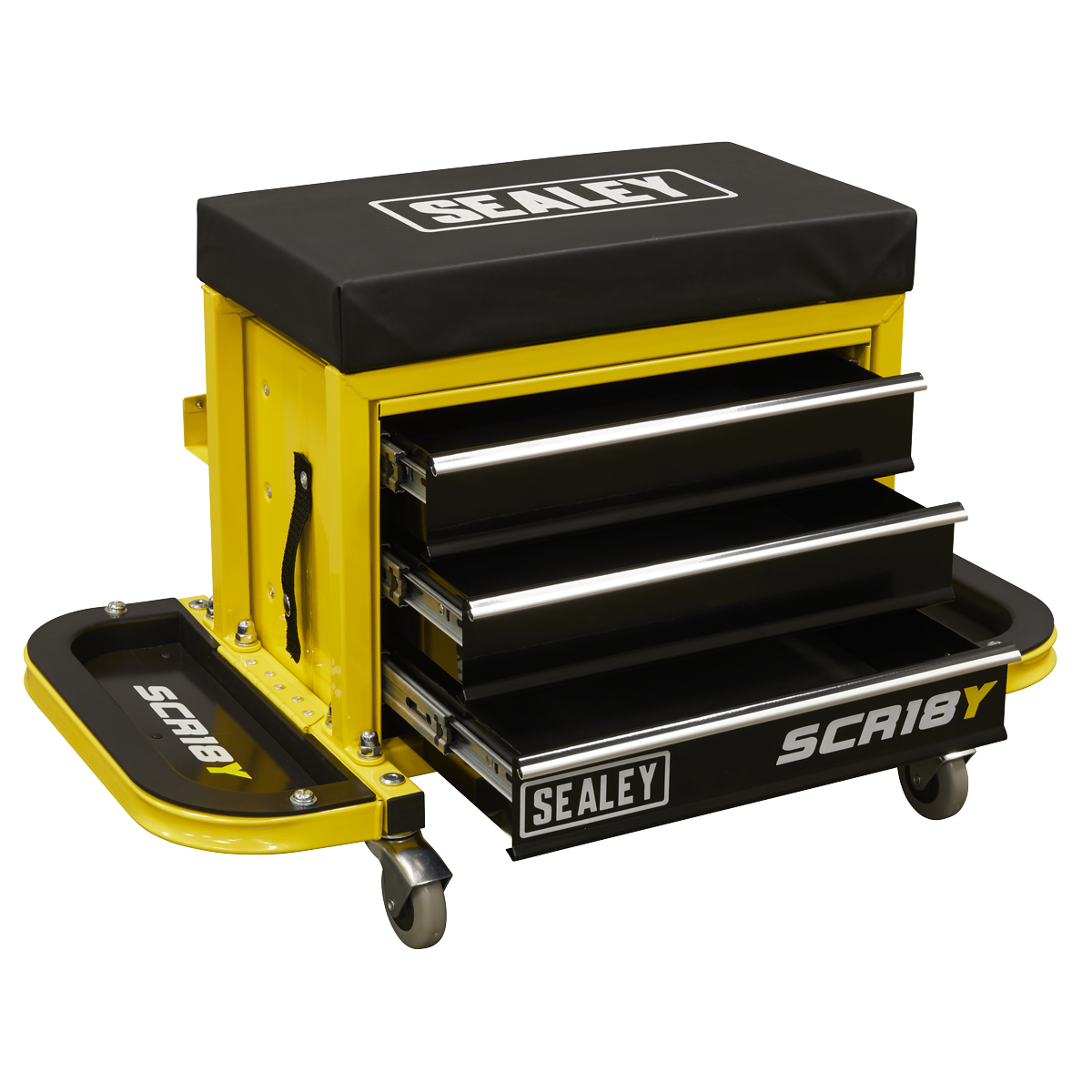 Sealey SCR18Y Mechanic's Utility Seat & Toolbox - Yellow