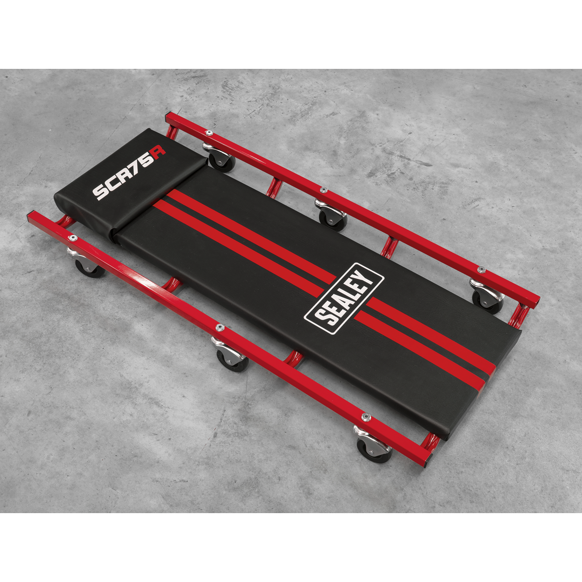 Sealey SCR75 36" Deluxe American-Style Creeper with Steel Frame & 6 Wheels - Red