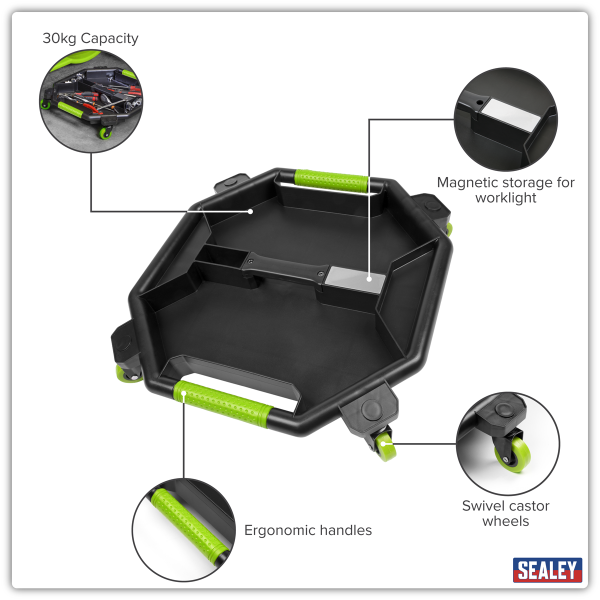 Sealey SCR86HV Creeper Tool Tray - Hi-Vis
