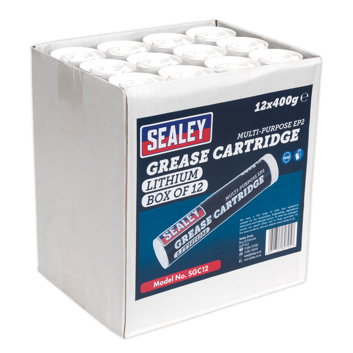 Sealey SGC12 Grease Cartridge EP2 Lithium 400g Pack of 12