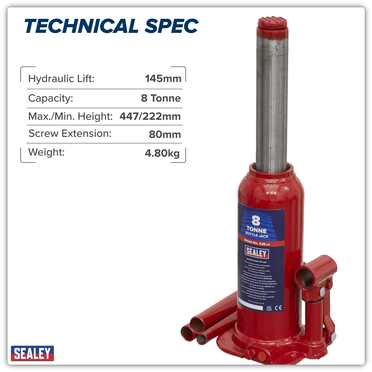 Sealey SJ8 Bottle Jack 8tonne
