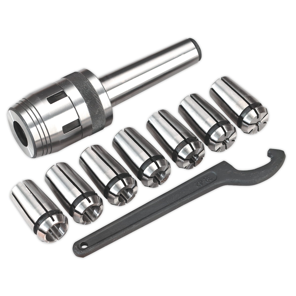 Sealey SM2502MCS Mill Chuck Set MT3-M12 Ø4-16mm