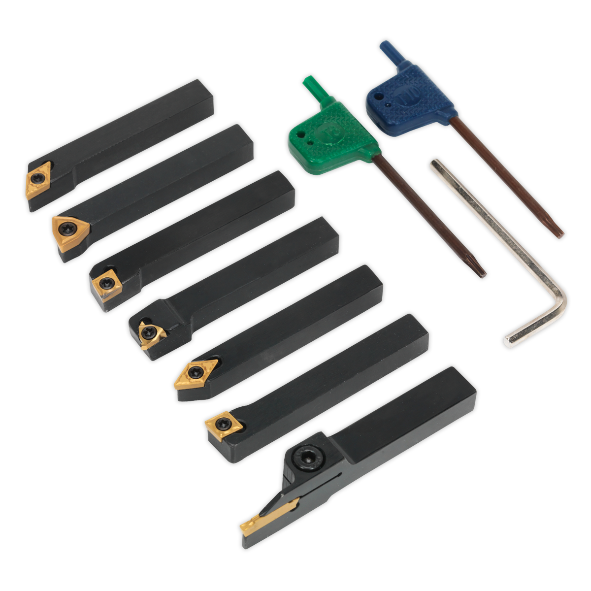 Sealey SM3025CS6 Indexable 10mm Lathe Turning Tool Set 7pc