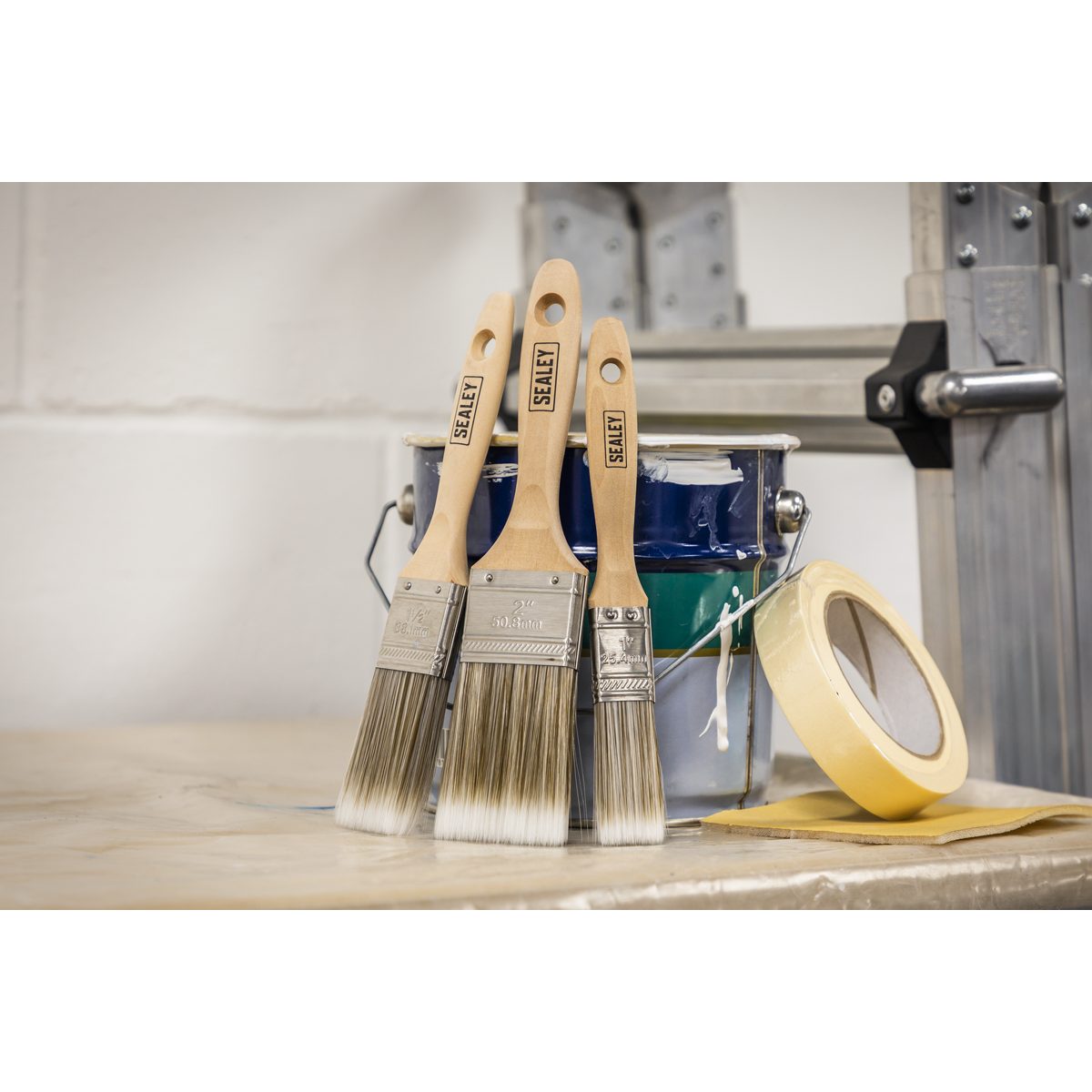 Sealey SPBS5W Wooden Handle Paint Brush Set 5pc
