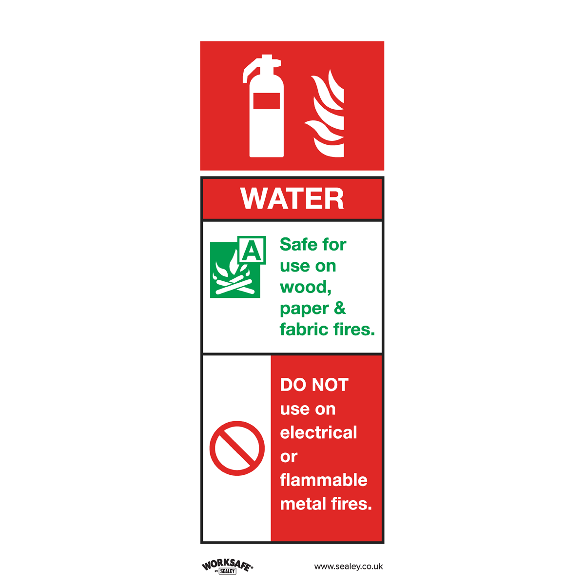 Sealey SS27V1 Safe Conditions Safety Sign - Water Fire Extinguisher - Self-Adhesive Vinyl