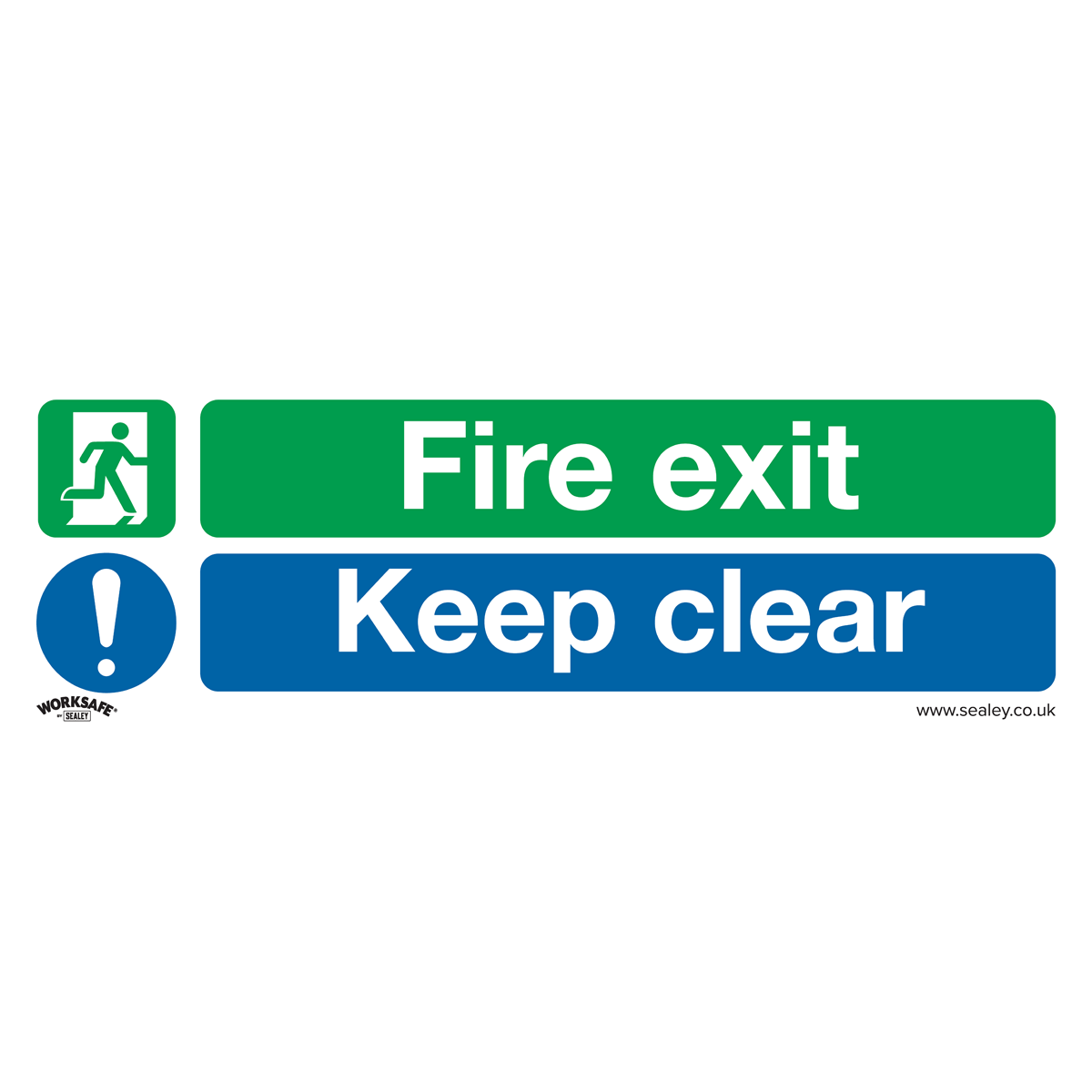 Sealey SS32P10 Safe Conditions Safety Sign - Fire Exit Keep Clear (Large) - Rigid Plastic - Pack of 10