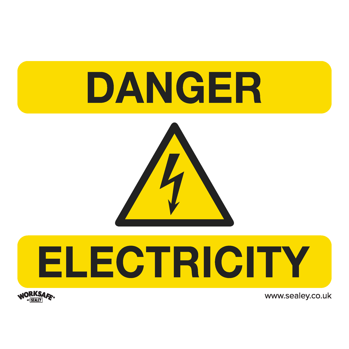 Sealey SS41P10 Warning Safety Sign - Danger Electricity - Rigid Plastic - Pack of 10