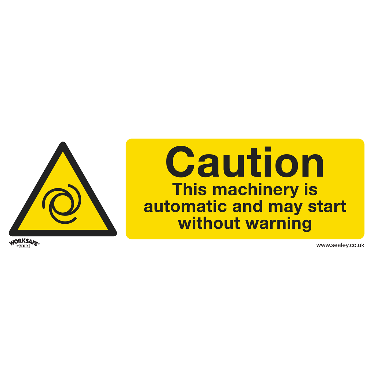 Sealey SS47P1 Warning Safety Sign - Caution Automatic Machinery - Rigid Plastic