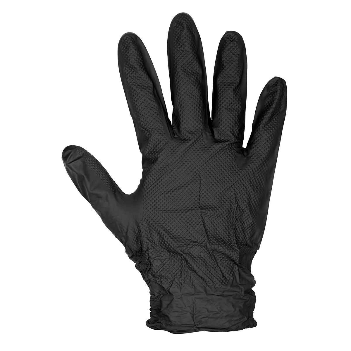 Sealey SSP57XL Diamond Grip Extra-Thick Nitrile Powder-Free Gloves, Black, X-Large - Pack of 50