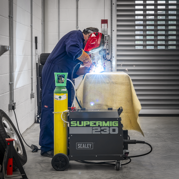 Sealey SUPERMIG230 Professional Gas/Gasless MIG Welder with Binzel Euro Torch 230A 230V