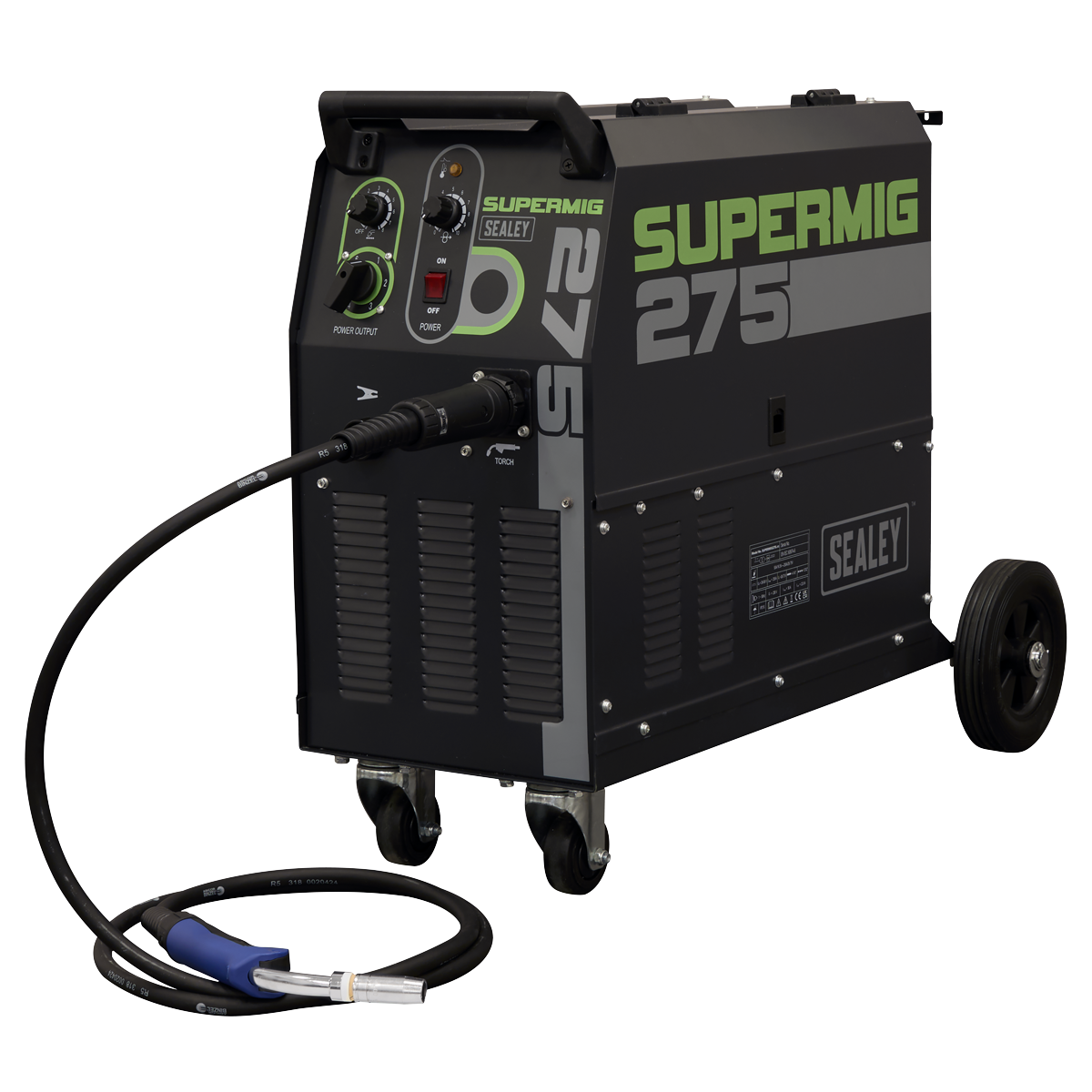 Sealey SUPERMIG275 Professional Gas/Gasless MIG Welder with Binzel Euro Torch 270A 230V