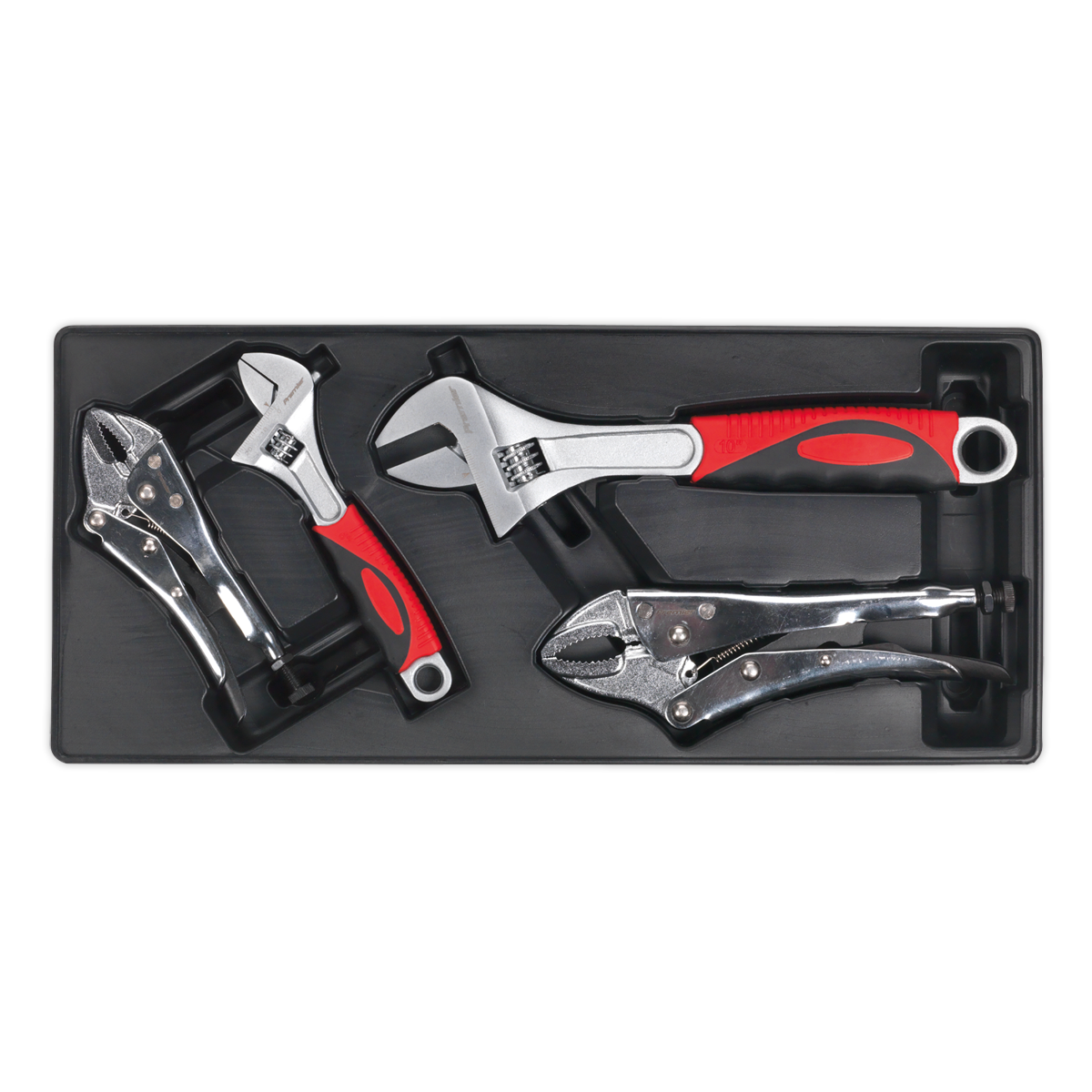 Sealey TBT04 Tool Tray with Locking Pliers & Adjustable Wrench Set 4pc