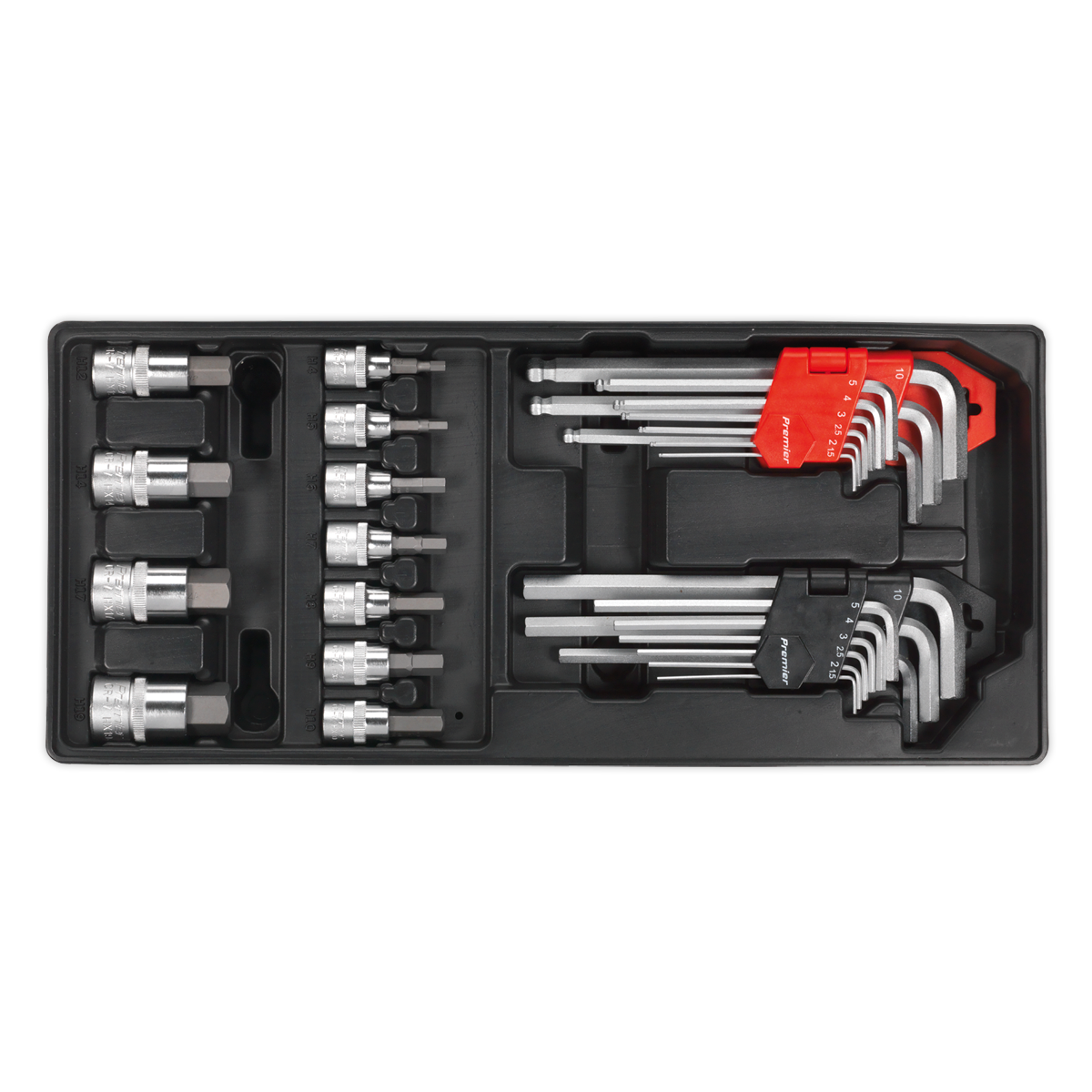 Sealey TBT07 Tool Tray with Hex/Ball-End Hex Keys & Socket Bit Set 29pc