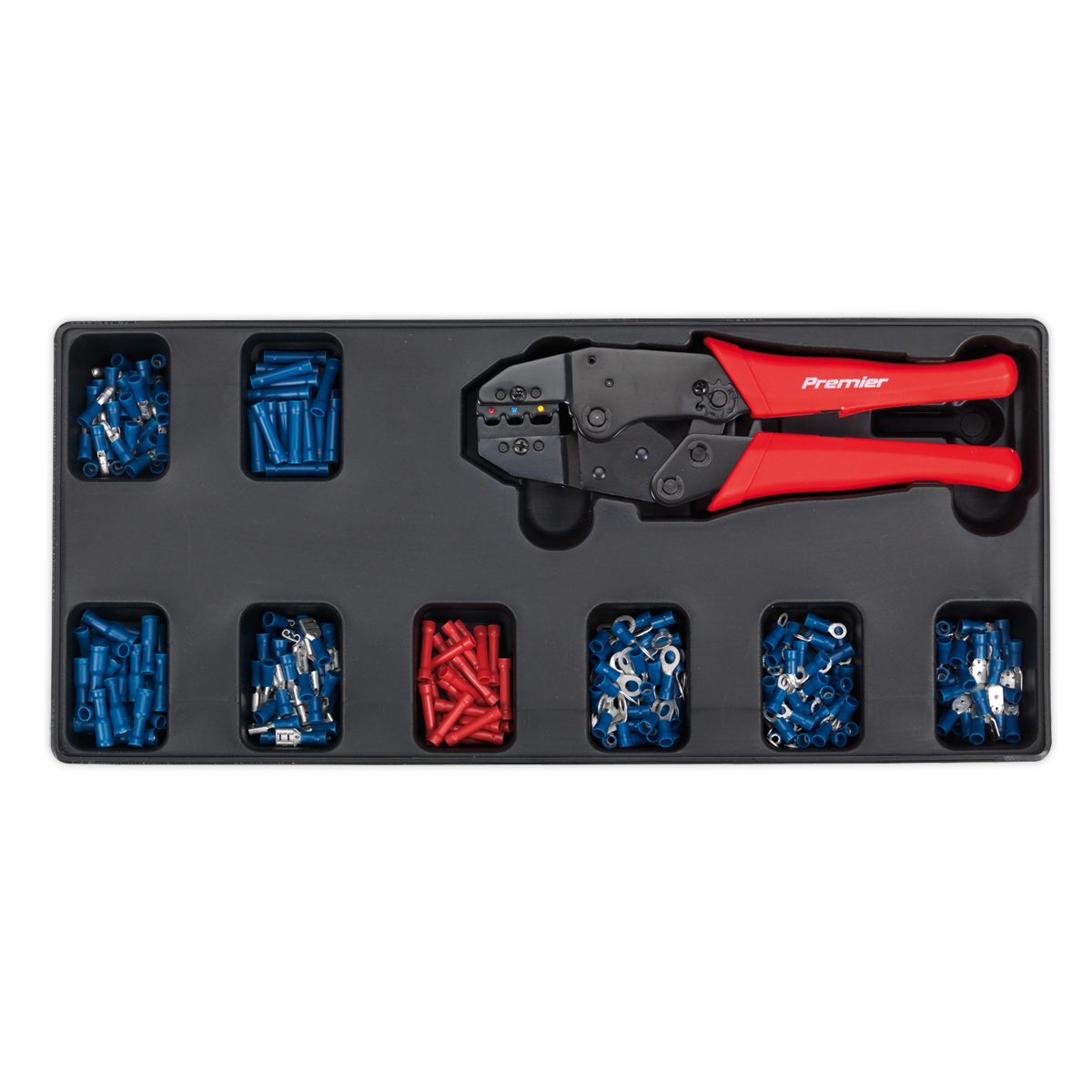 Sealey TBT16 Tool Tray with Ratchet Crimper & 325 Assorted Insulated Terminal Set