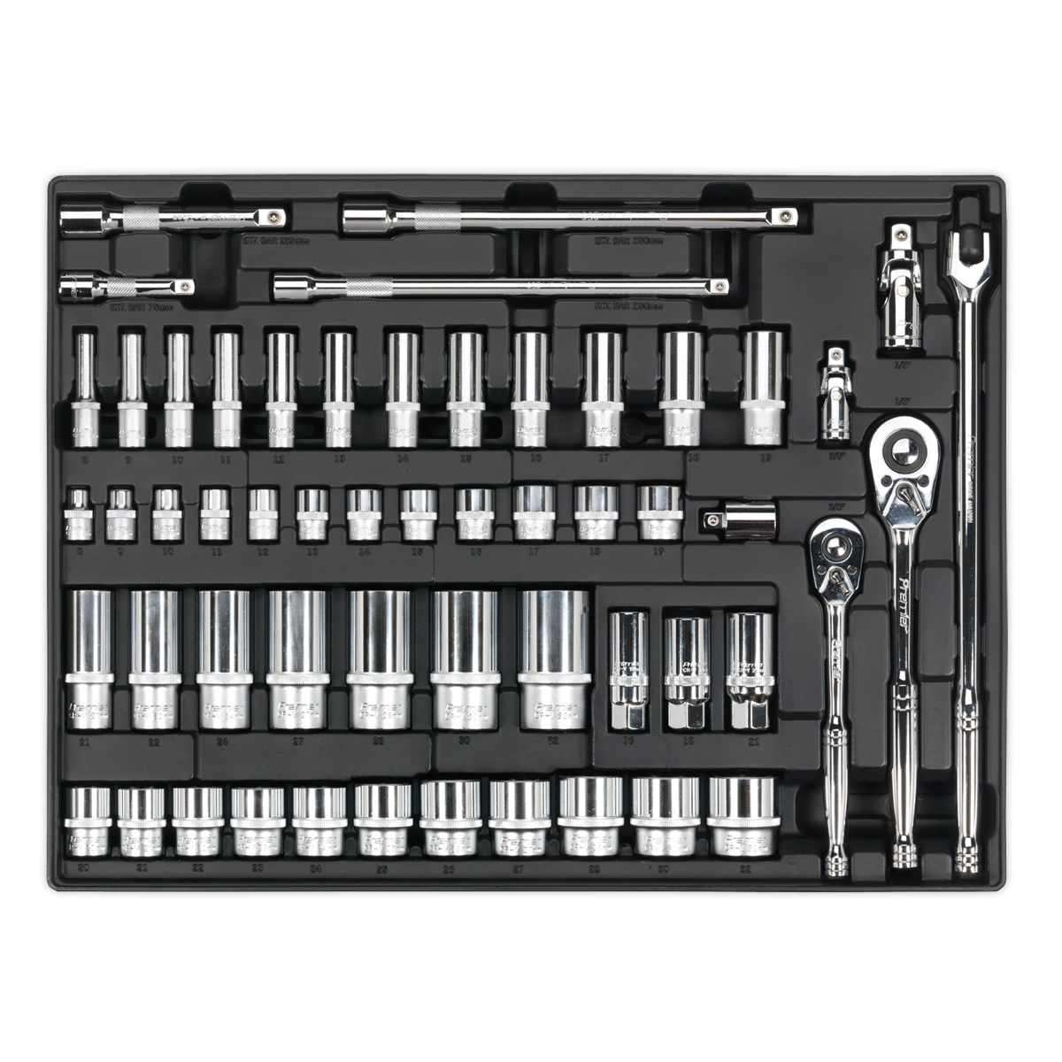 Sealey TBT31 Tool Tray with Socket Set 55pc 3/8" & 1/2"Sq Drive