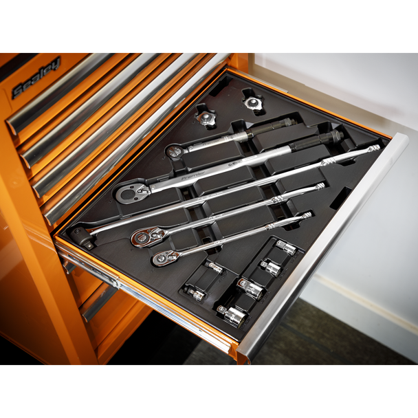 Sealey TBT32 Premier Ratchet, Torque Wrench, Breaker Bar & Socket Adaptor Set with Tool Tray 13pc