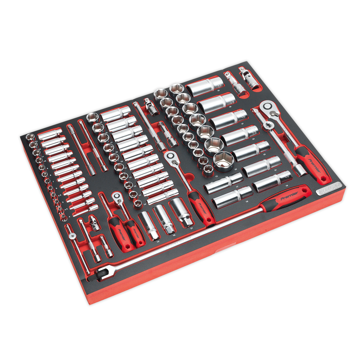 Sealey TBTP02 Tool Tray with Socket Set 91pc 1/4