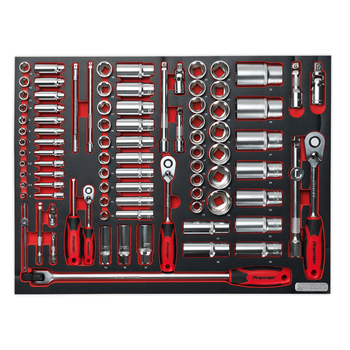 Sealey TBTP02 Tool Tray with Socket Set 91pc 1/4